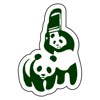 Funny Panda Fight Sticker (Dark Green)